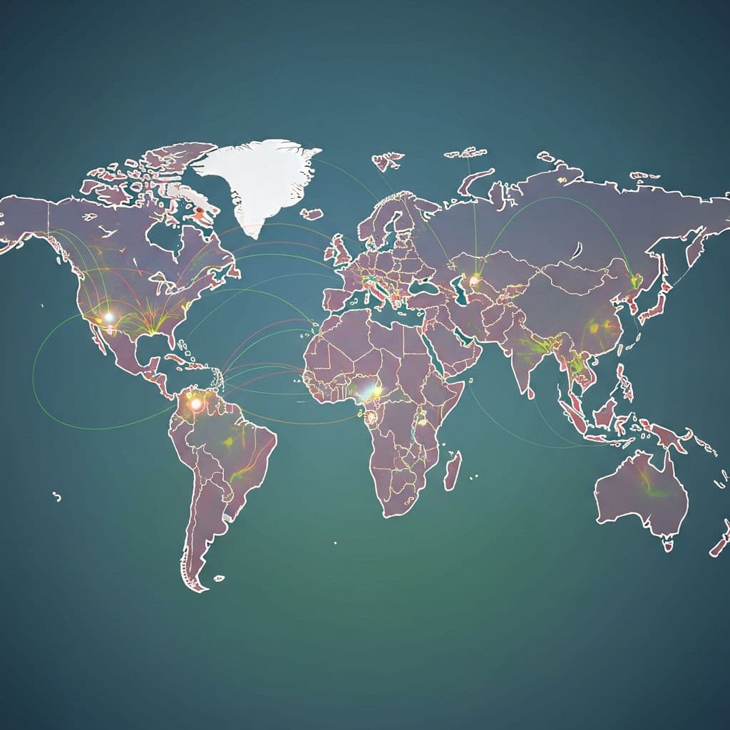 Global world map showing international network connections and worldwide educational reach